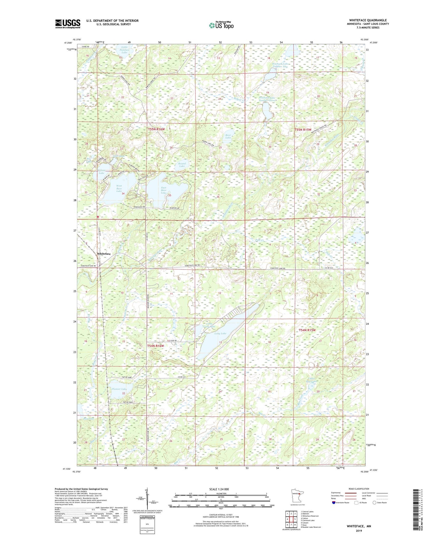 Whiteface Minnesota US Topo Map Image