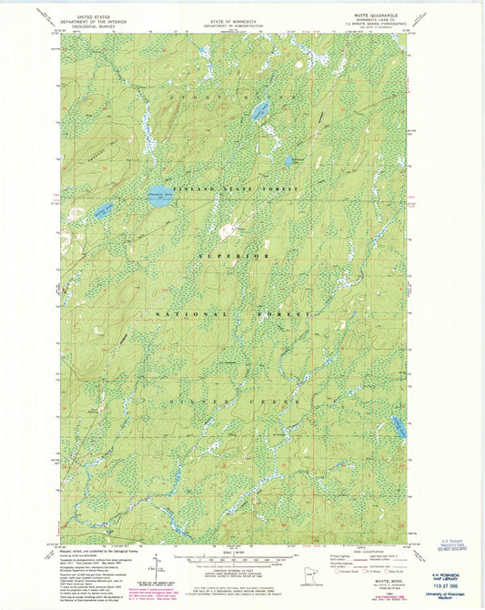 Classic USGS Whyte Minnesota 7.5'x7.5' Topo Map Image