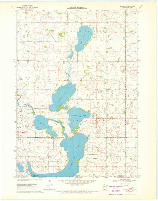 Classic USGS Wilbert Minnesota 7.5'x7.5' Topo Map Image