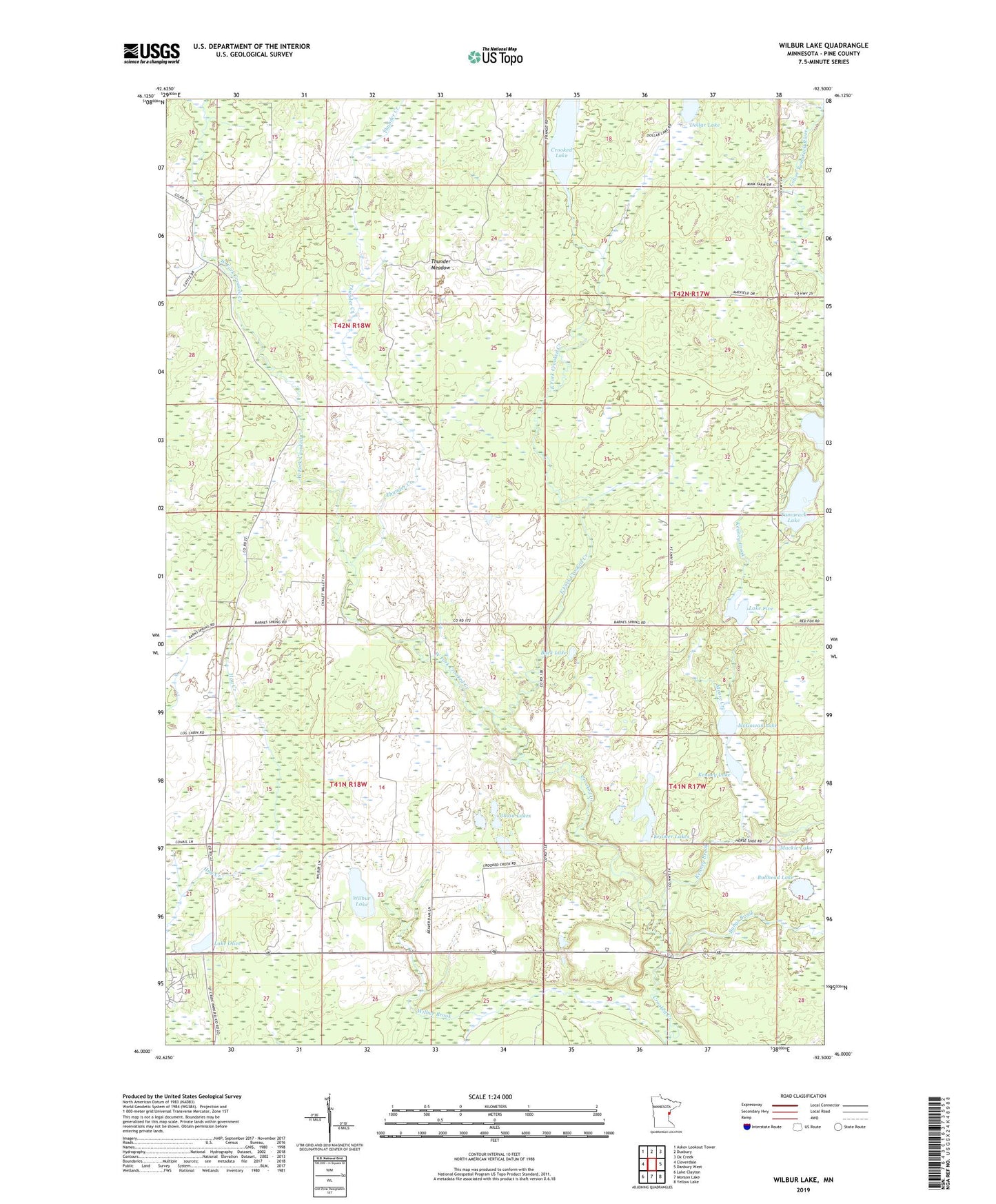 Wilbur Lake Minnesota US Topo Map Image
