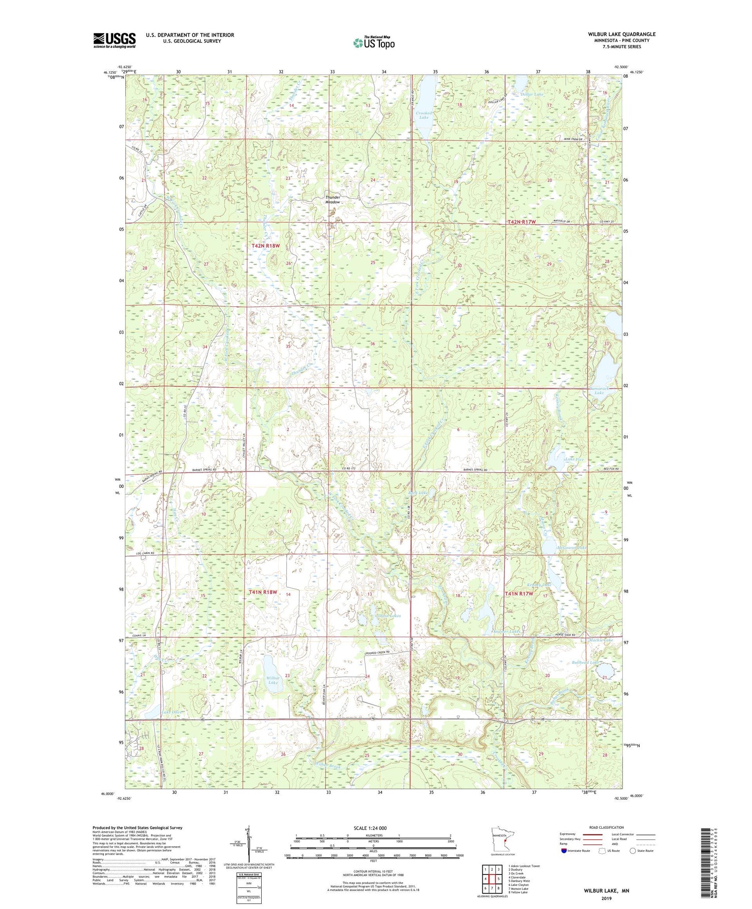 Wilbur Lake Minnesota US Topo Map Image