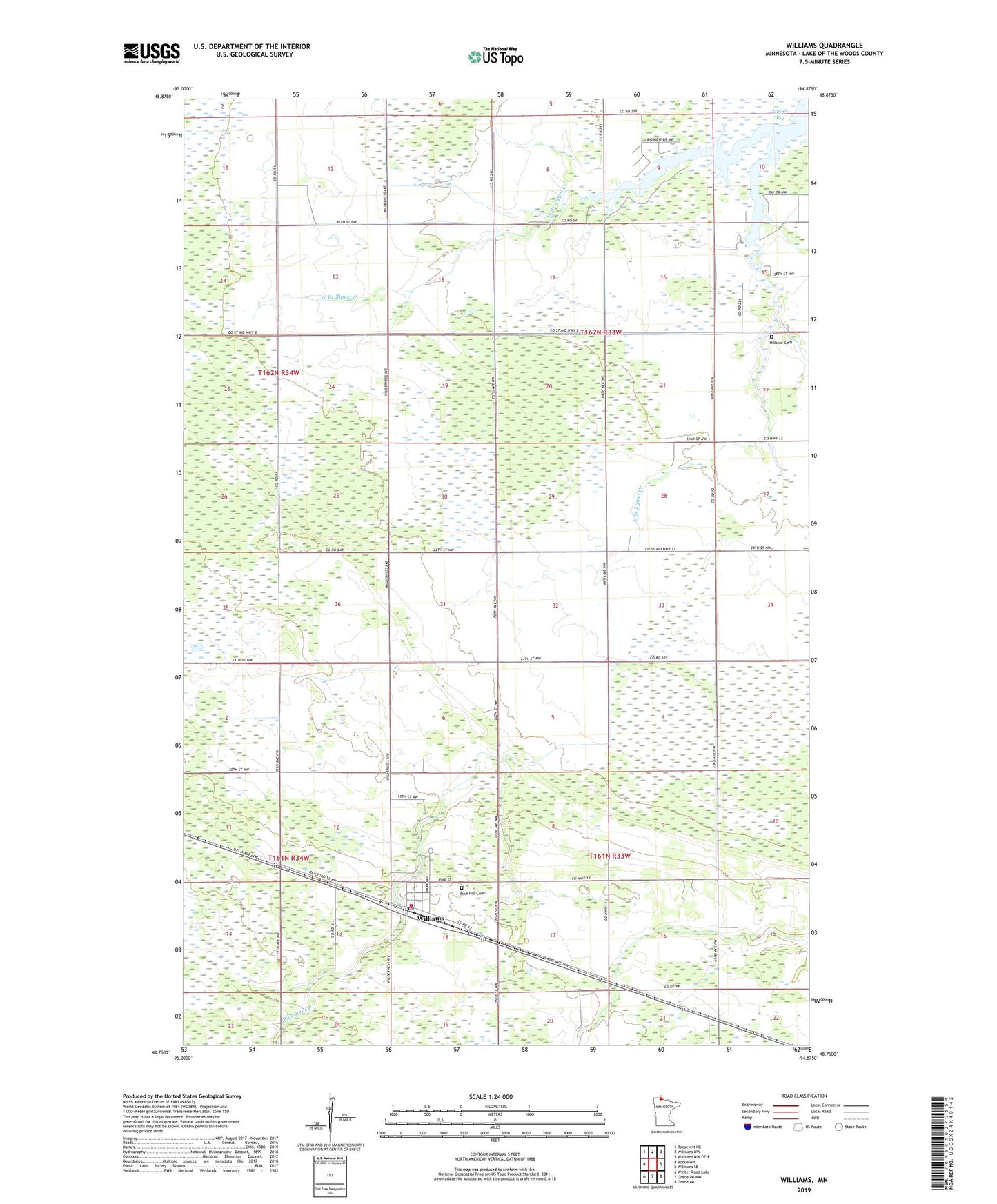 Williams Minnesota US Topo Map Image