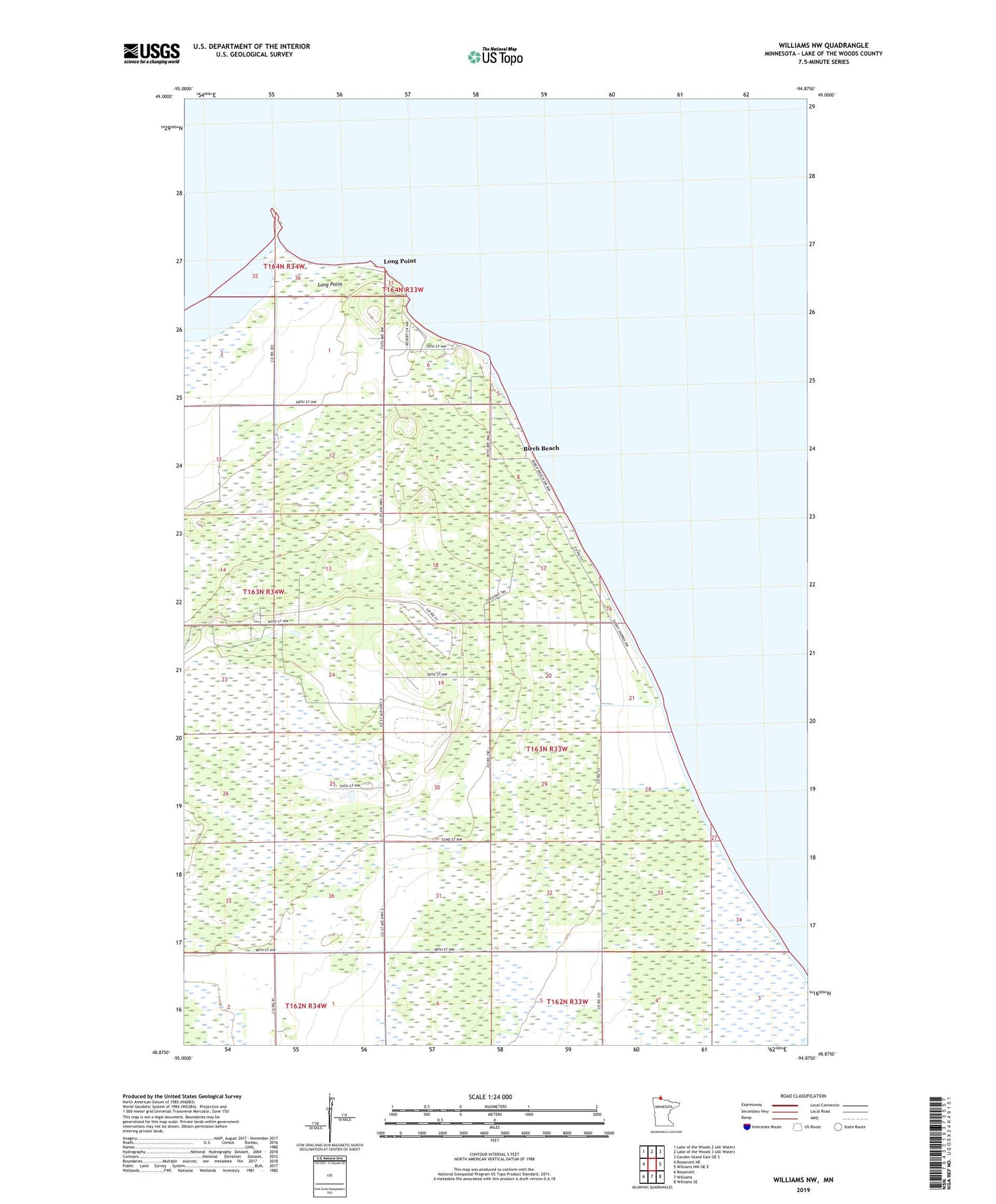 Williams NW Minnesota US Topo Map Image