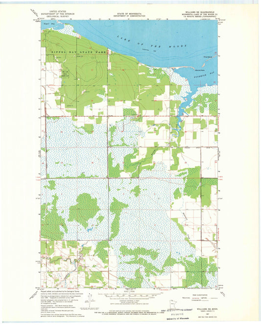 Classic USGS Williams SE Minnesota 7.5'x7.5' Topo Map Image
