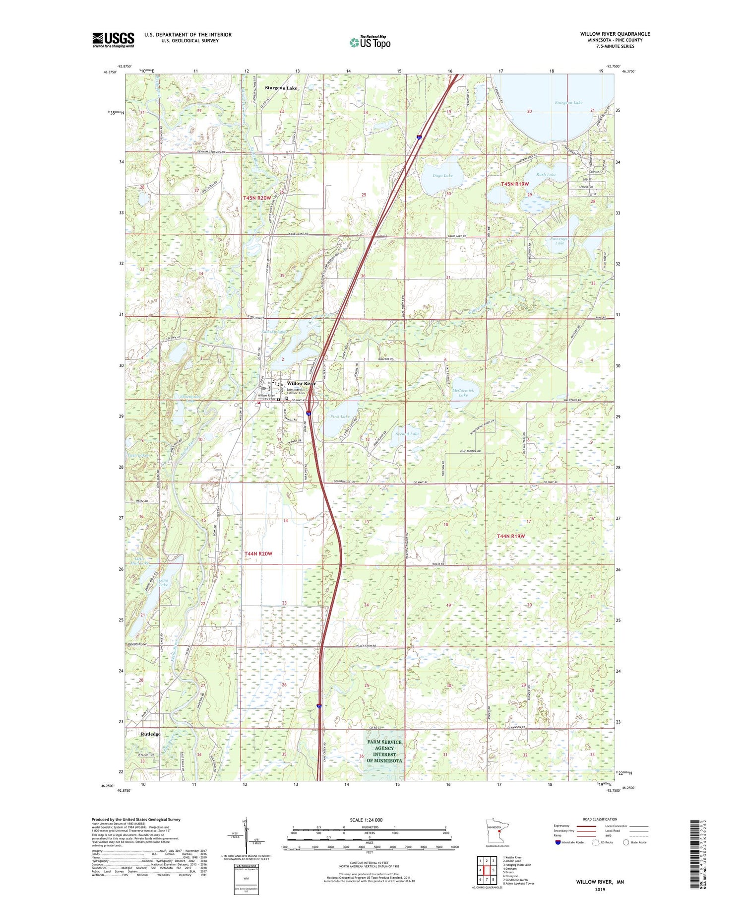 Willow River Minnesota US Topo Map Image
