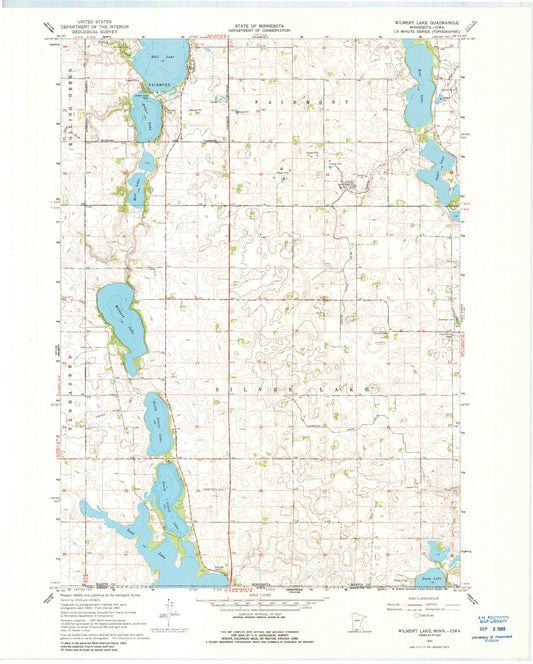 Classic USGS Willmert Lake Minnesota 7.5'x7.5' Topo Map Image