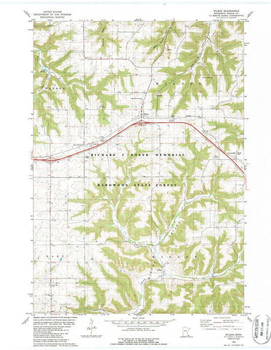 Classic USGS Wilson Minnesota 7.5'x7.5' Topo Map Image
