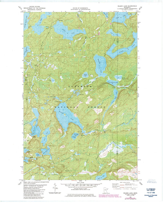 Classic USGS Wilson Lake Minnesota 7.5'x7.5' Topo Map Image