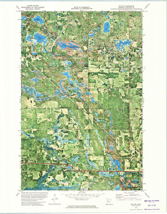 Classic USGS Wilton Minnesota 7.5'x7.5' Topo Map Image