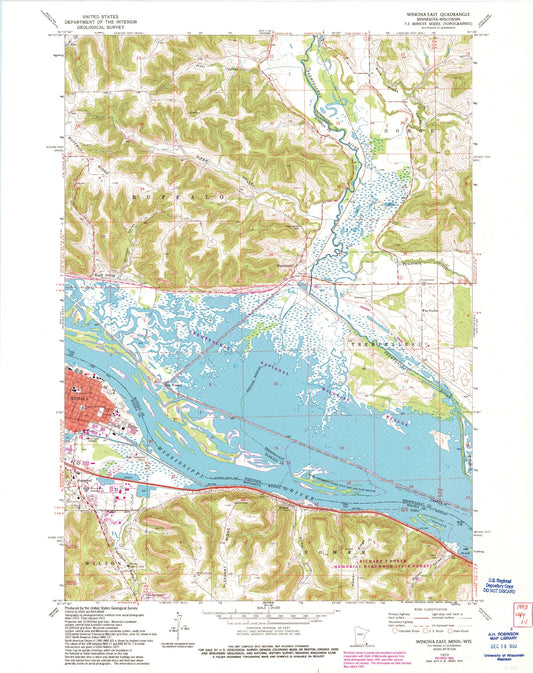 Classic USGS Winona East Minnesota 7.5'x7.5' Topo Map Image