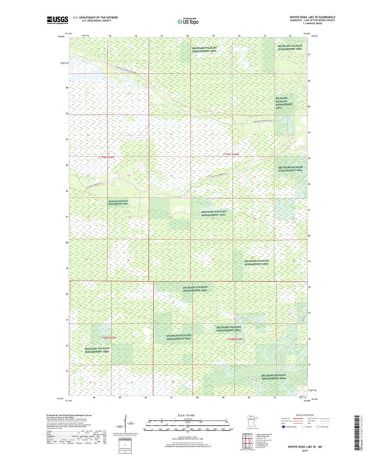 Winter Road Lake SE Minnesota US Topo Map Image