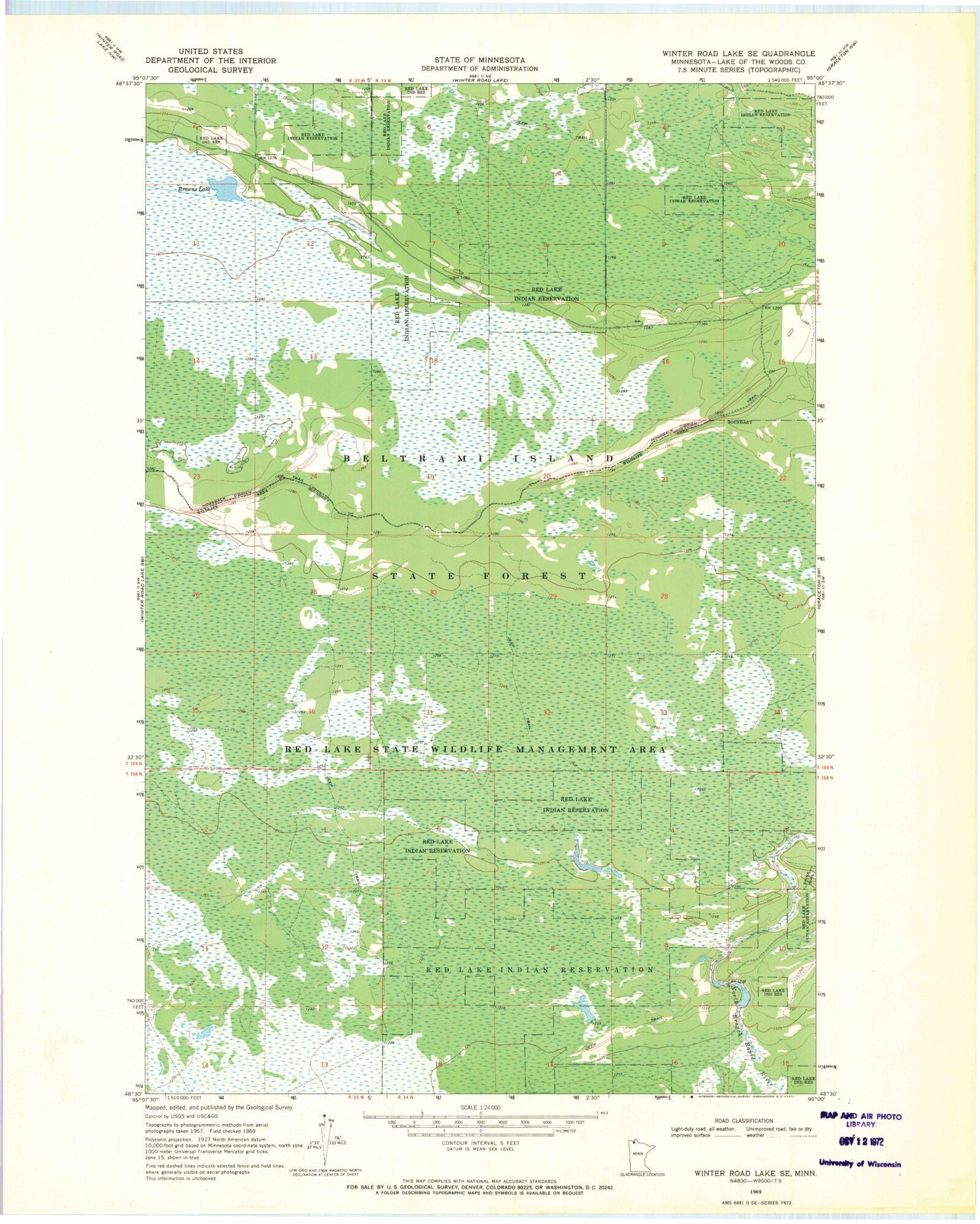 Classic USGS Winter Road Lake SE Minnesota 7.5'x7.5' Topo Map Image