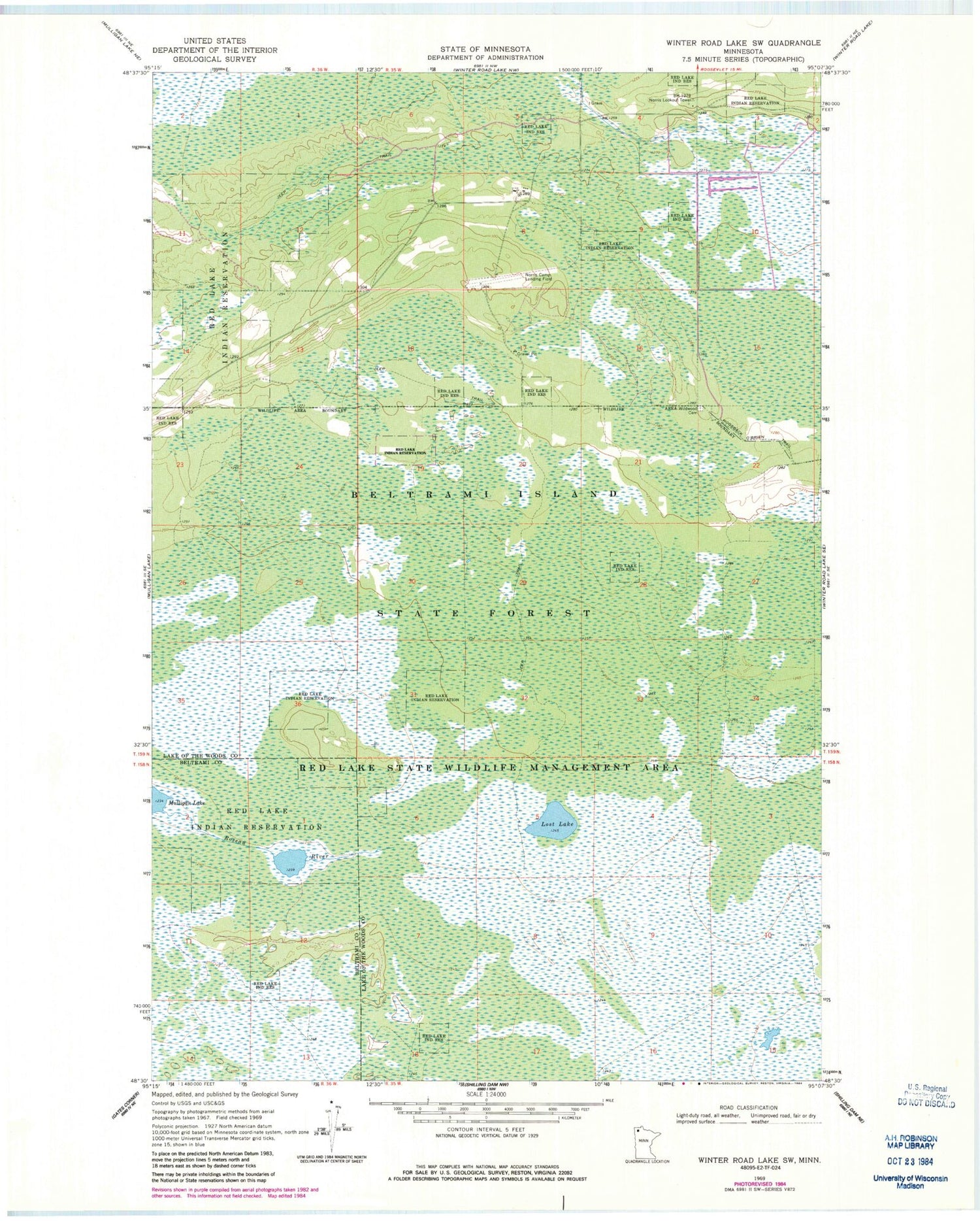 Classic USGS Winter Road Lake SW Minnesota 7.5'x7.5' Topo Map Image