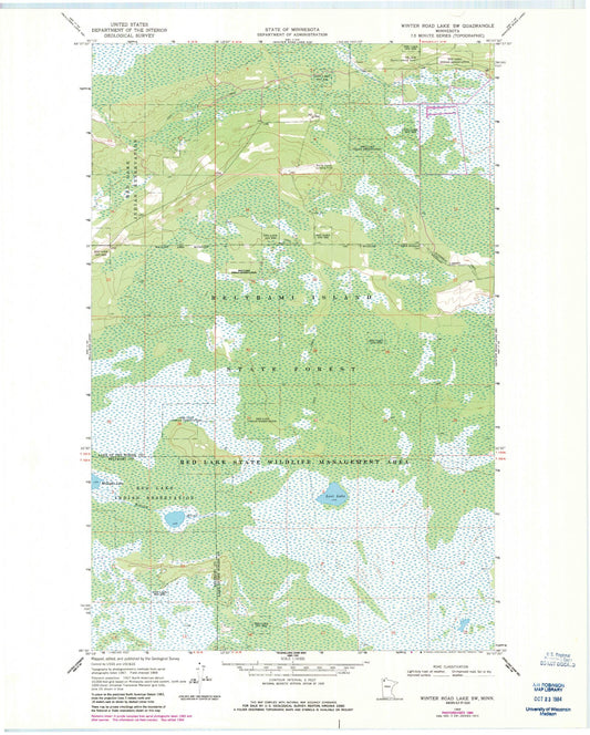 Classic USGS Winter Road Lake SW Minnesota 7.5'x7.5' Topo Map Image