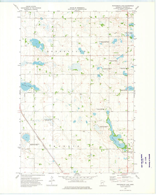 Classic USGS Wintermute Lake Minnesota 7.5'x7.5' Topo Map Image