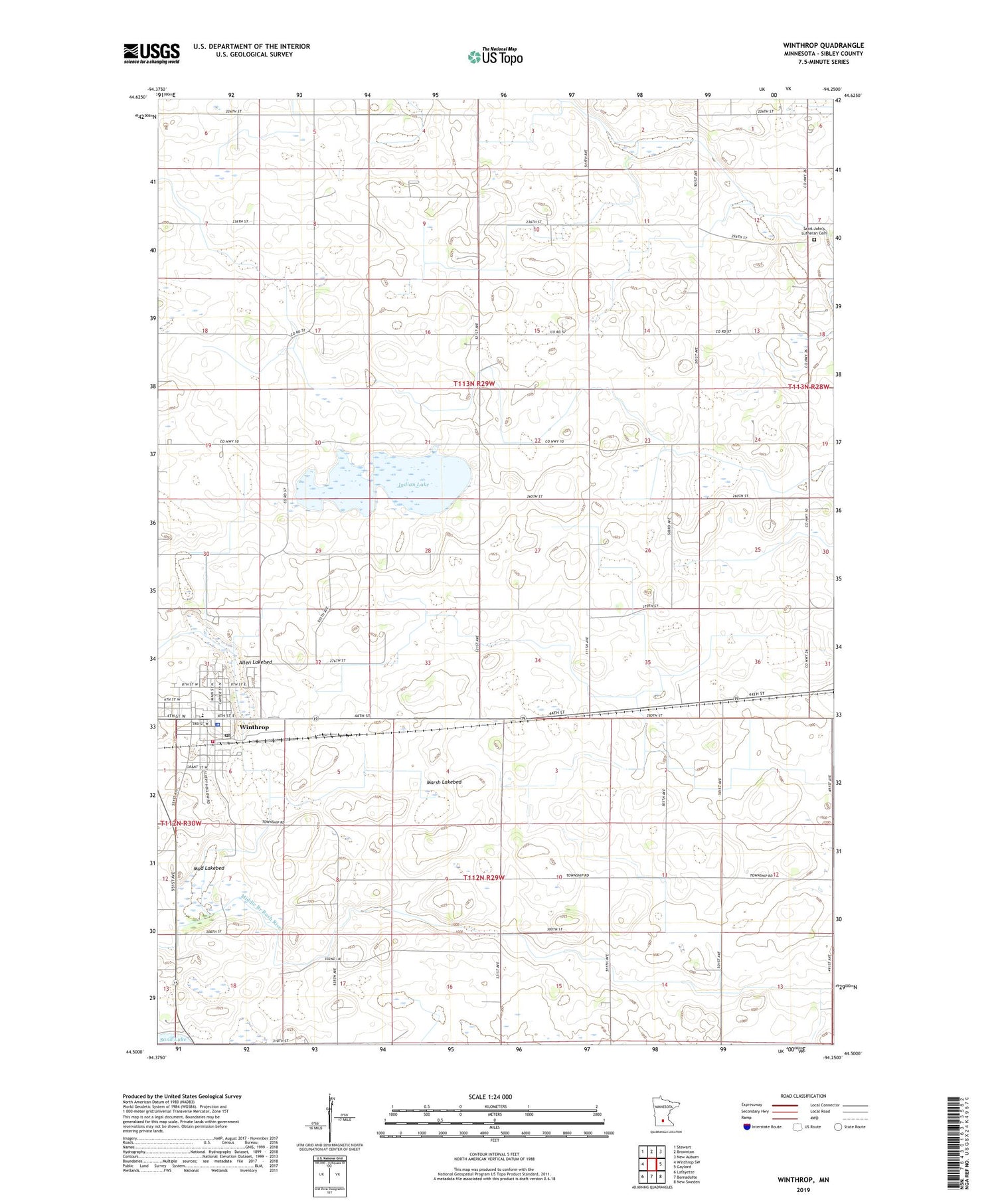 Winthrop Minnesota US Topo Map Image