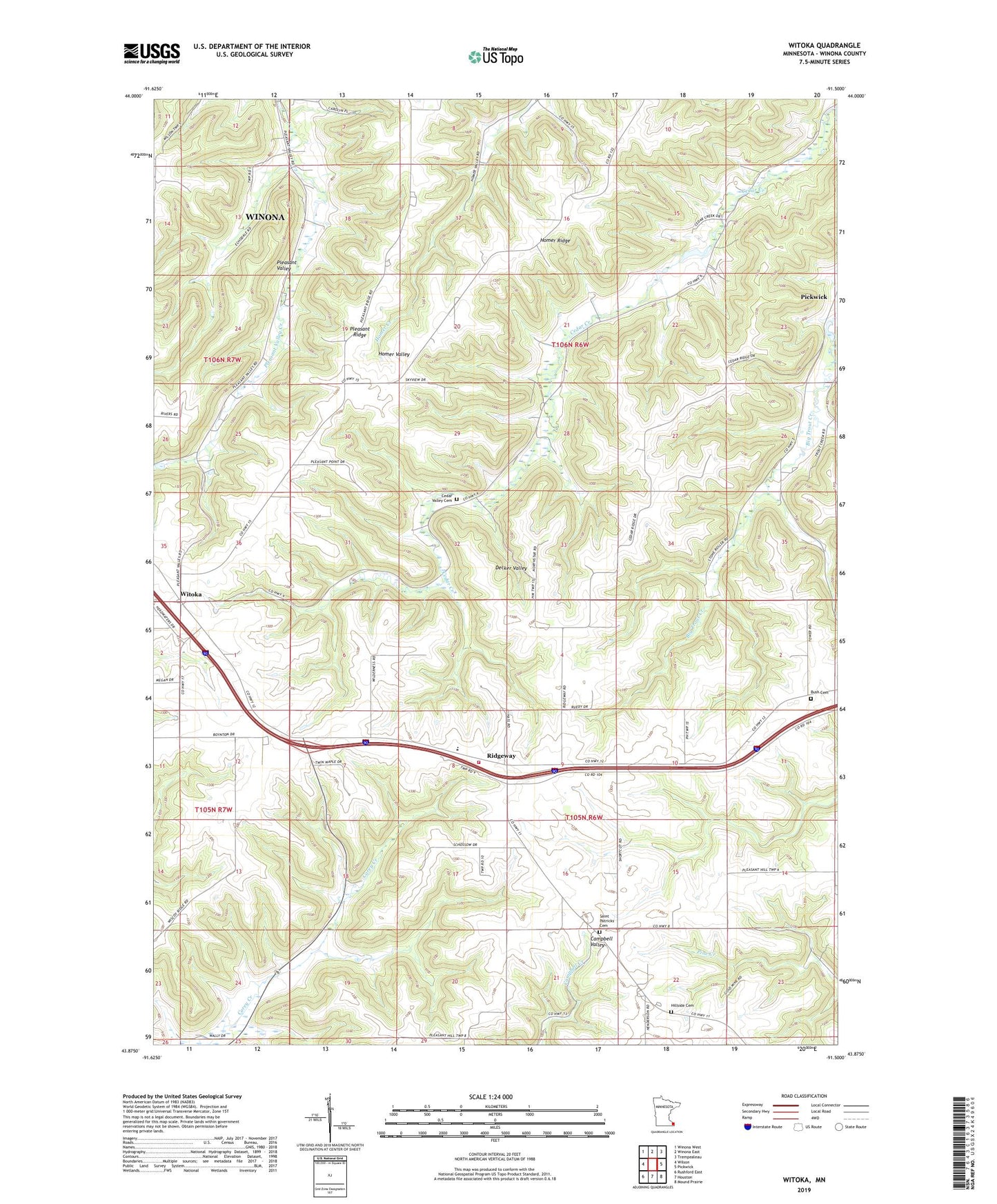 Witoka Minnesota US Topo Map Image
