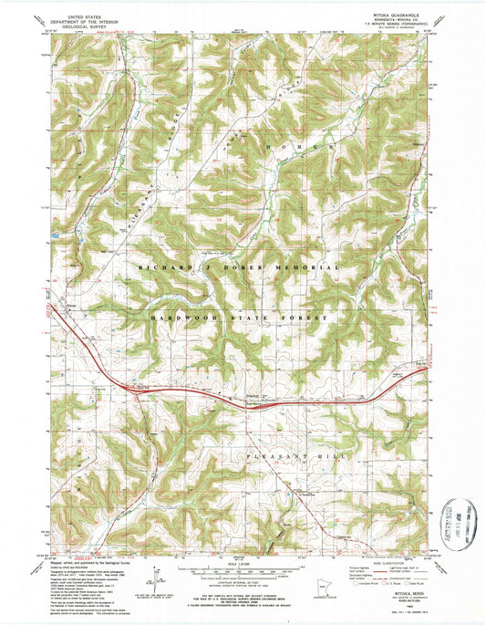 Classic USGS Witoka Minnesota 7.5'x7.5' Topo Map Image