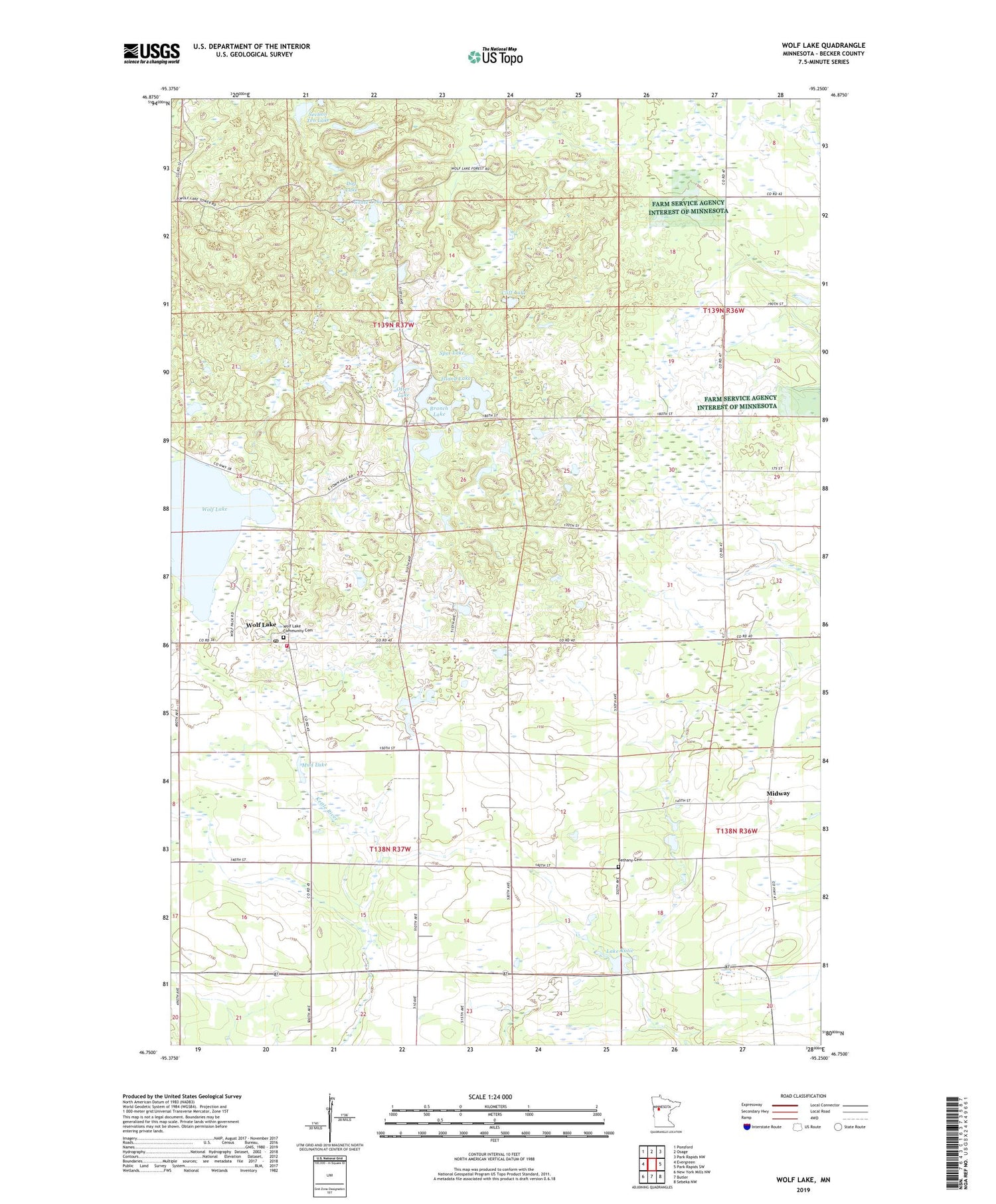 Wolf Lake Minnesota US Topo Map Image