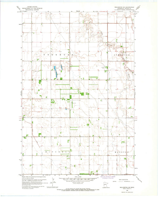 Classic USGS Wolverton SE Minnesota 7.5'x7.5' Topo Map Image