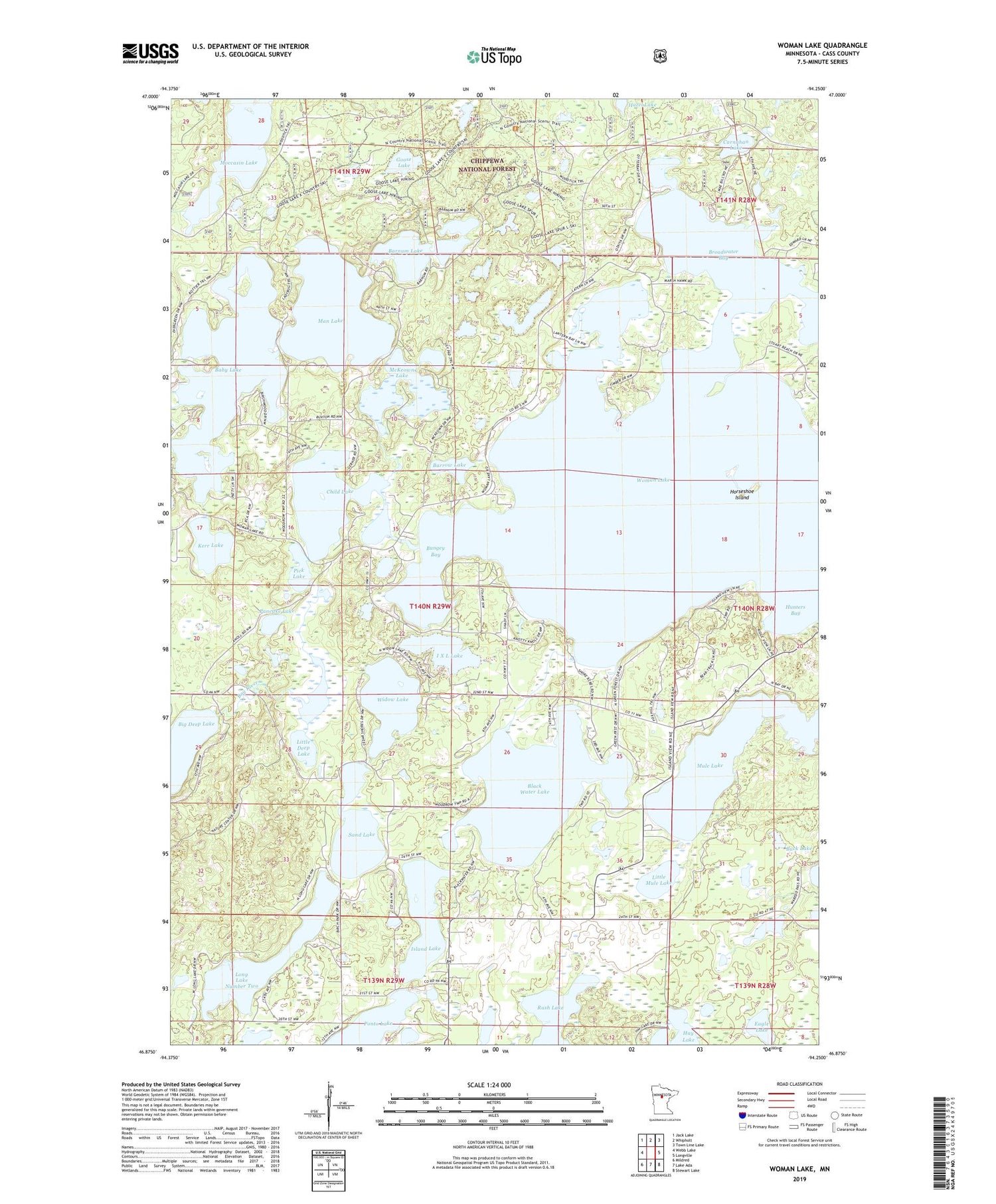 Woman Lake Minnesota US Topo Map Image