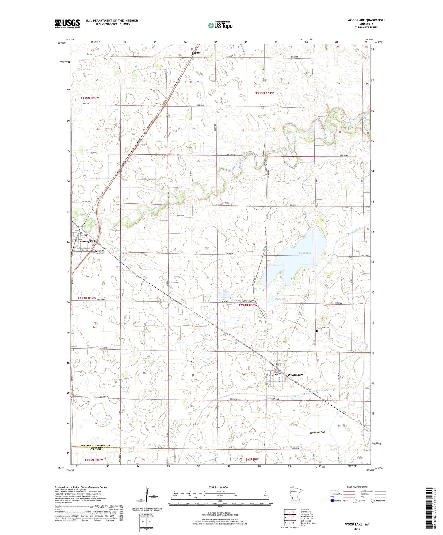 Wood Lake Minnesota US Topo Map Image