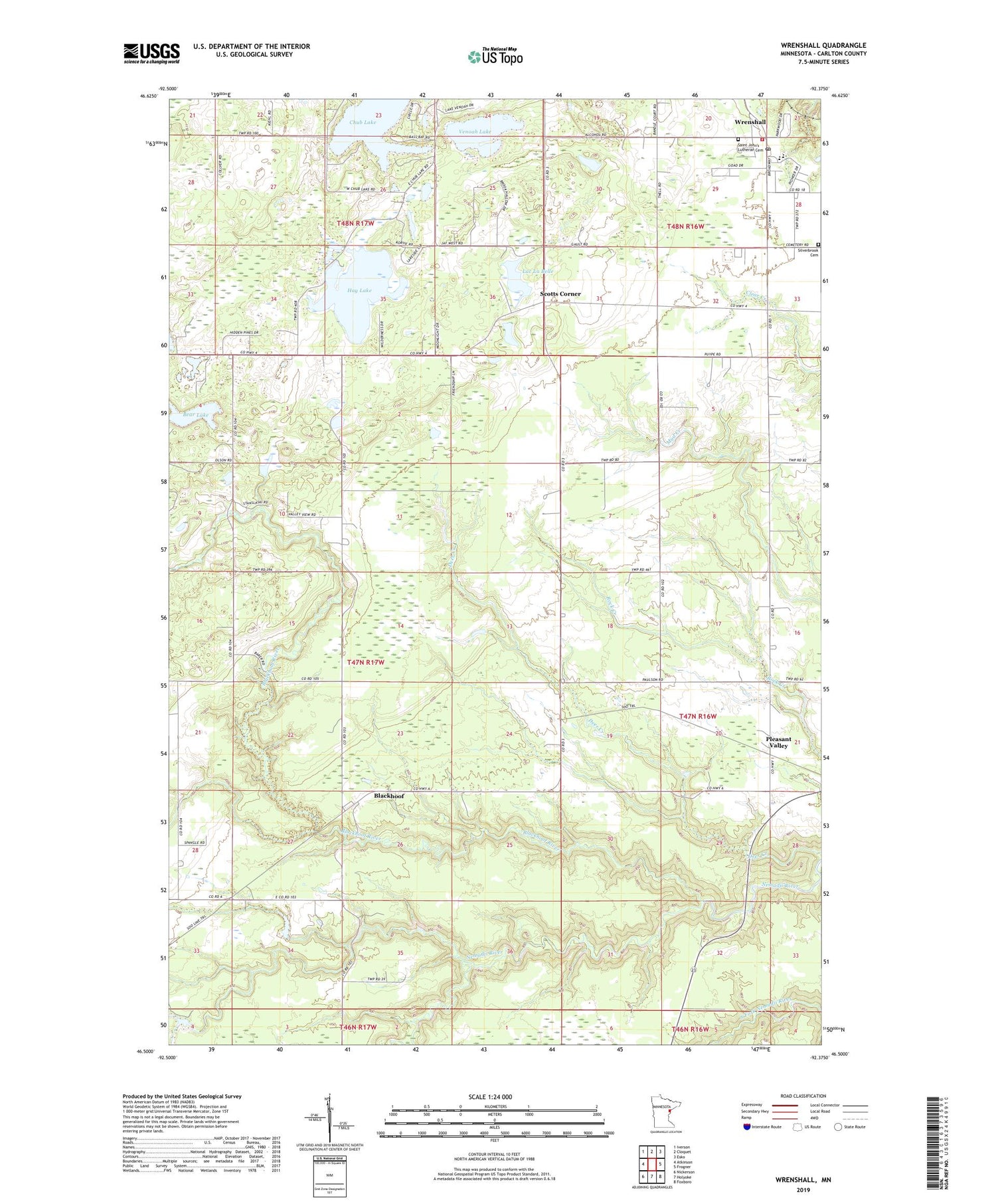 Wrenshall Minnesota US Topo Map Image