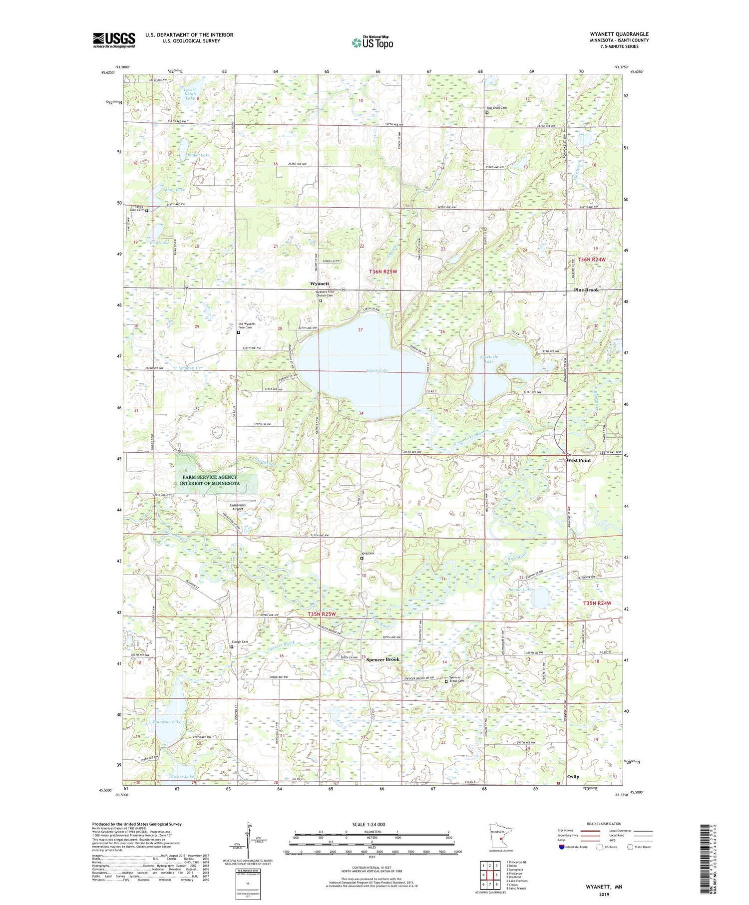Wyanett Minnesota US Topo Map Image