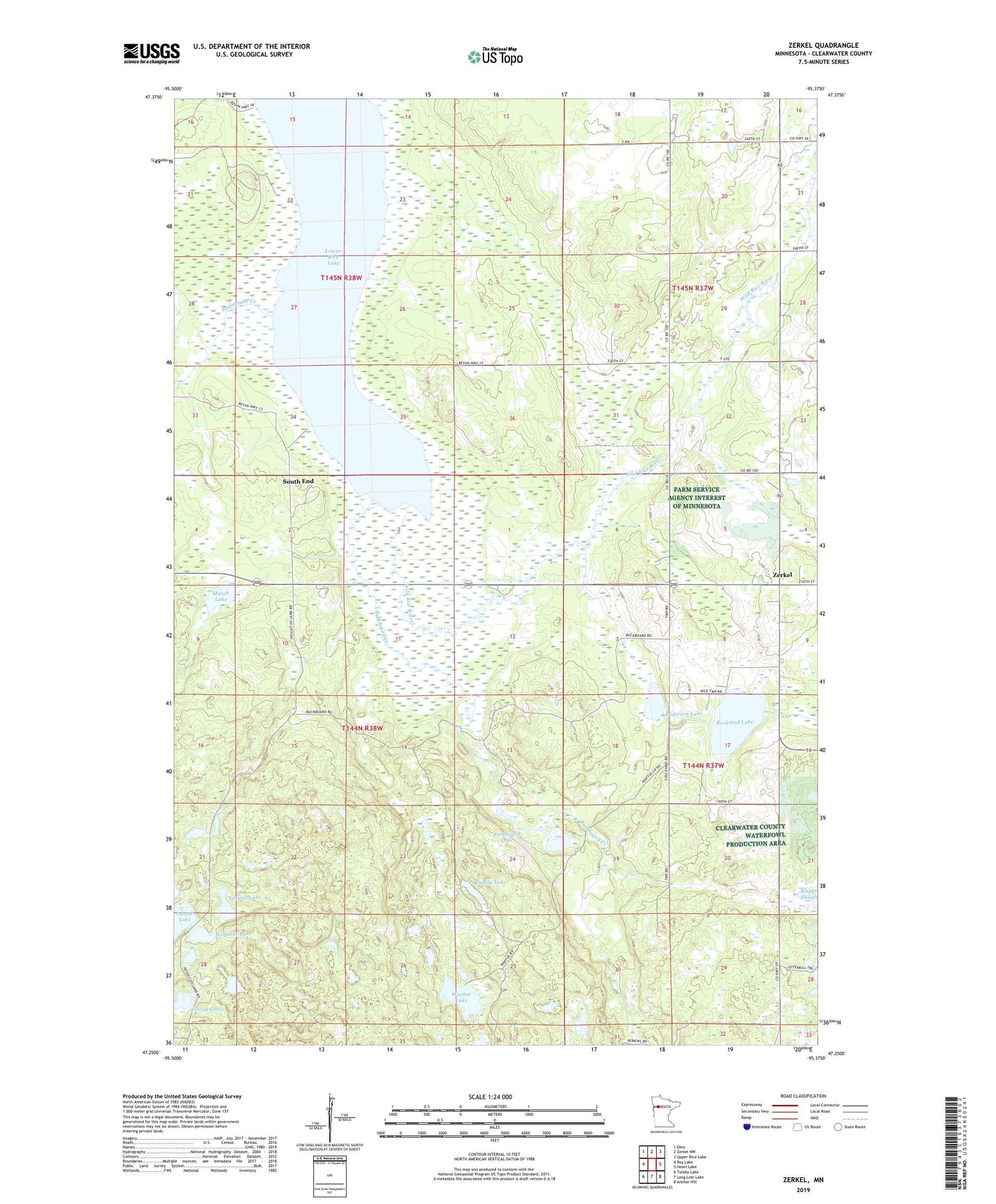 Zerkel Minnesota US Topo Map Image