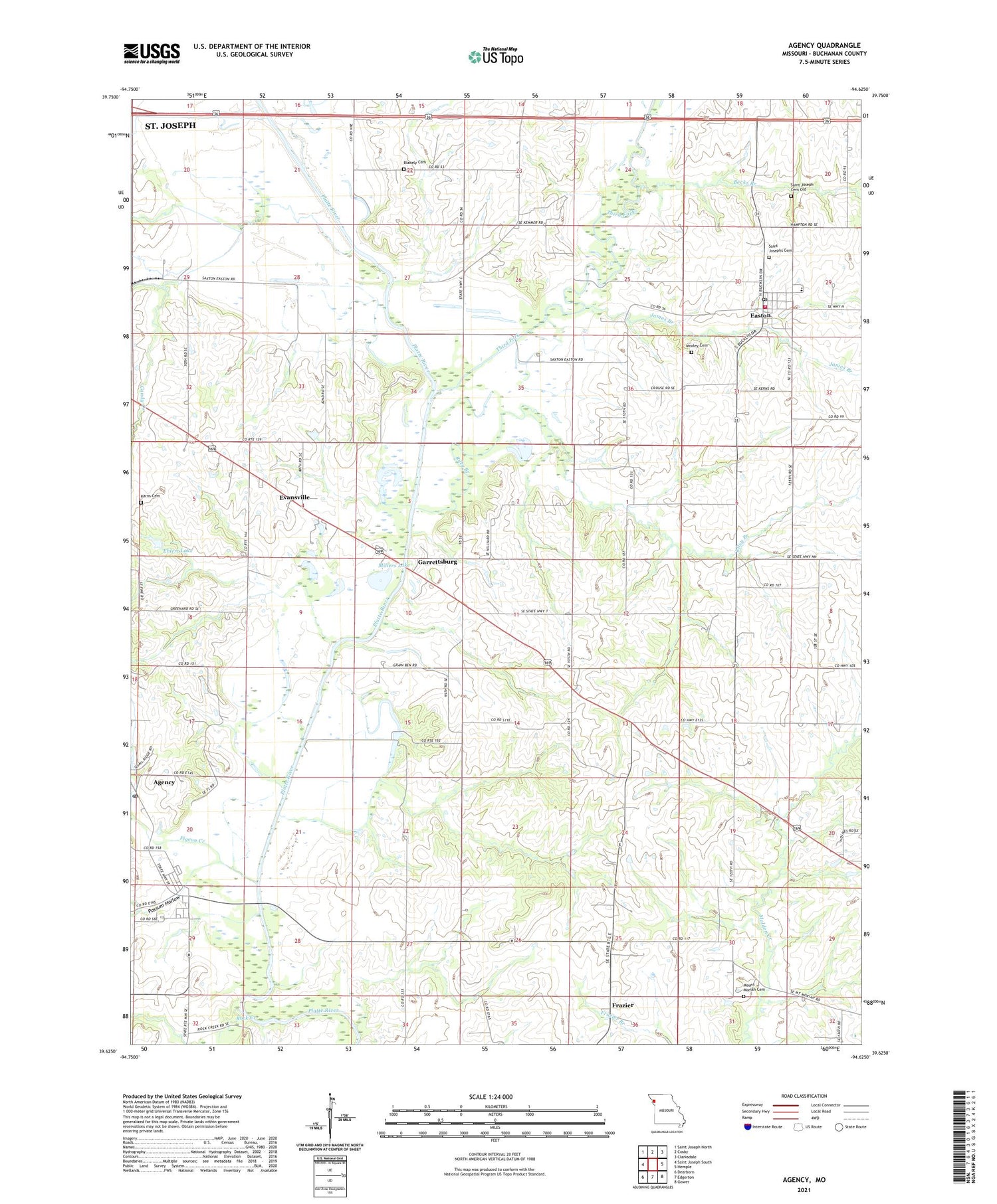 Agency Missouri US Topo Map Image
