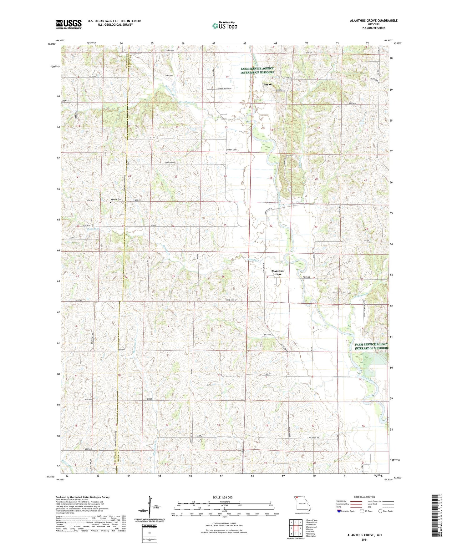 Alanthus Grove Missouri US Topo Map Image