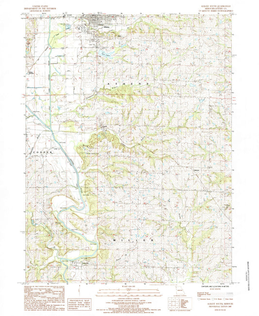 Classic USGS Albany South Missouri 7.5'x7.5' Topo Map Image