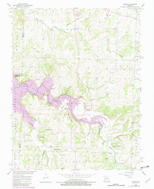 Classic USGS Aldrich Missouri 7.5'x7.5' Topo Map Image