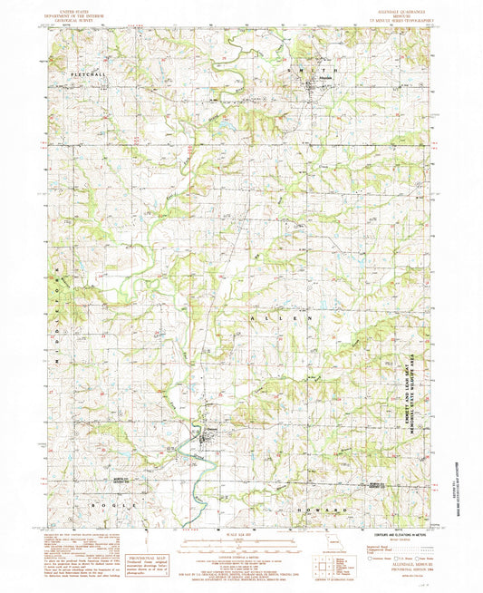 Classic USGS Allendale Missouri 7.5'x7.5' Topo Map Image