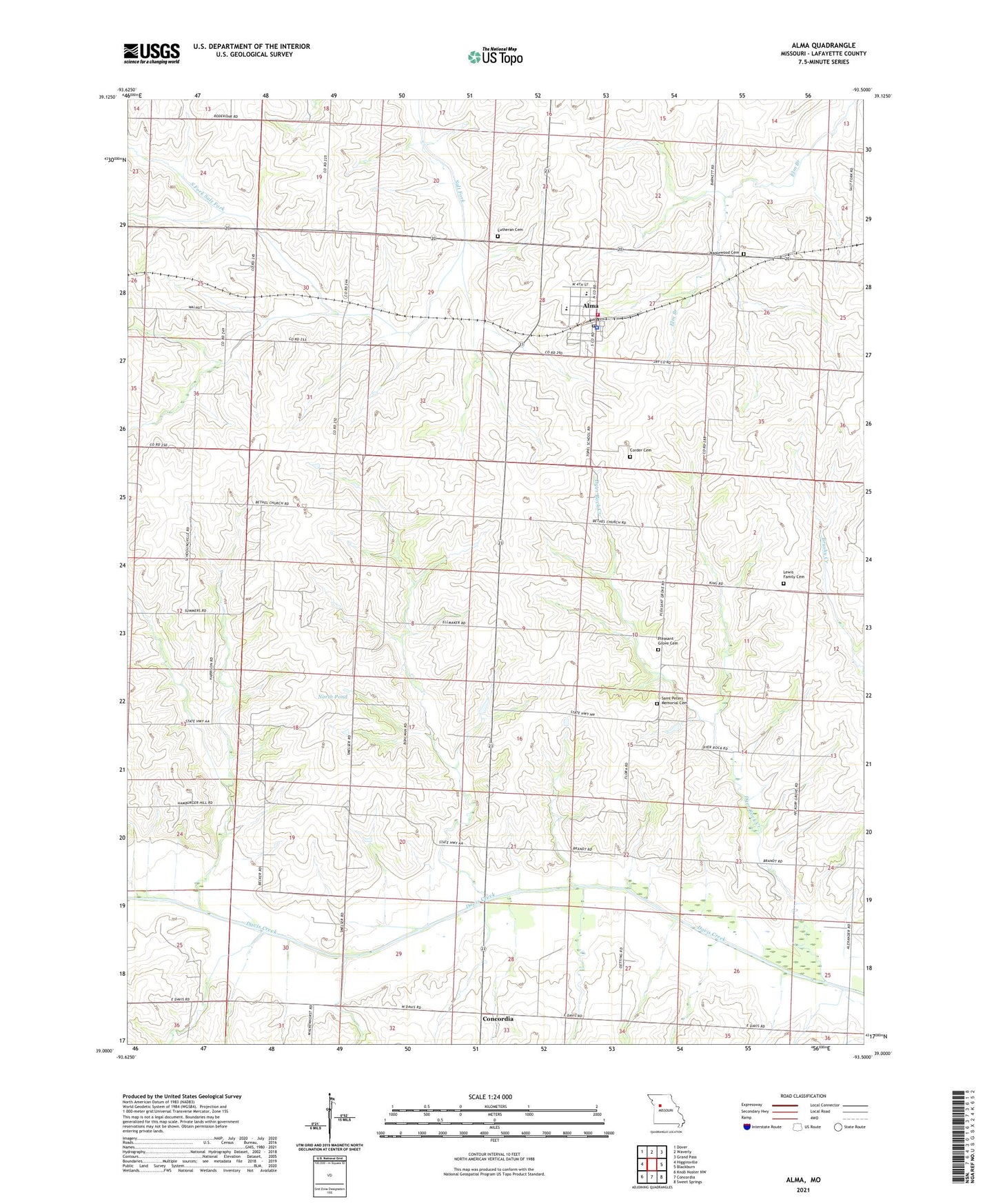 Alma Missouri US Topo Map Image