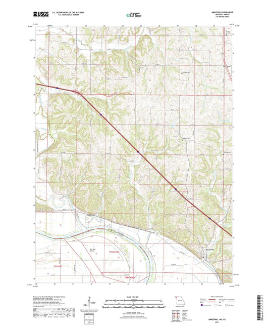 Amazonia Missouri US Topo Map Image