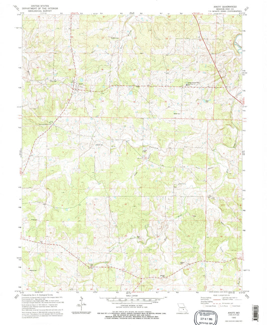 Classic USGS Anutt Missouri 7.5'x7.5' Topo Map Image