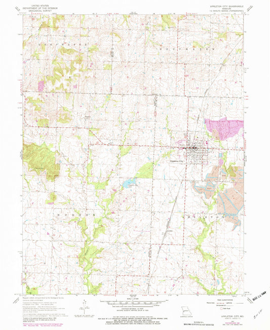 Classic USGS Appleton City Missouri 7.5'x7.5' Topo Map Image