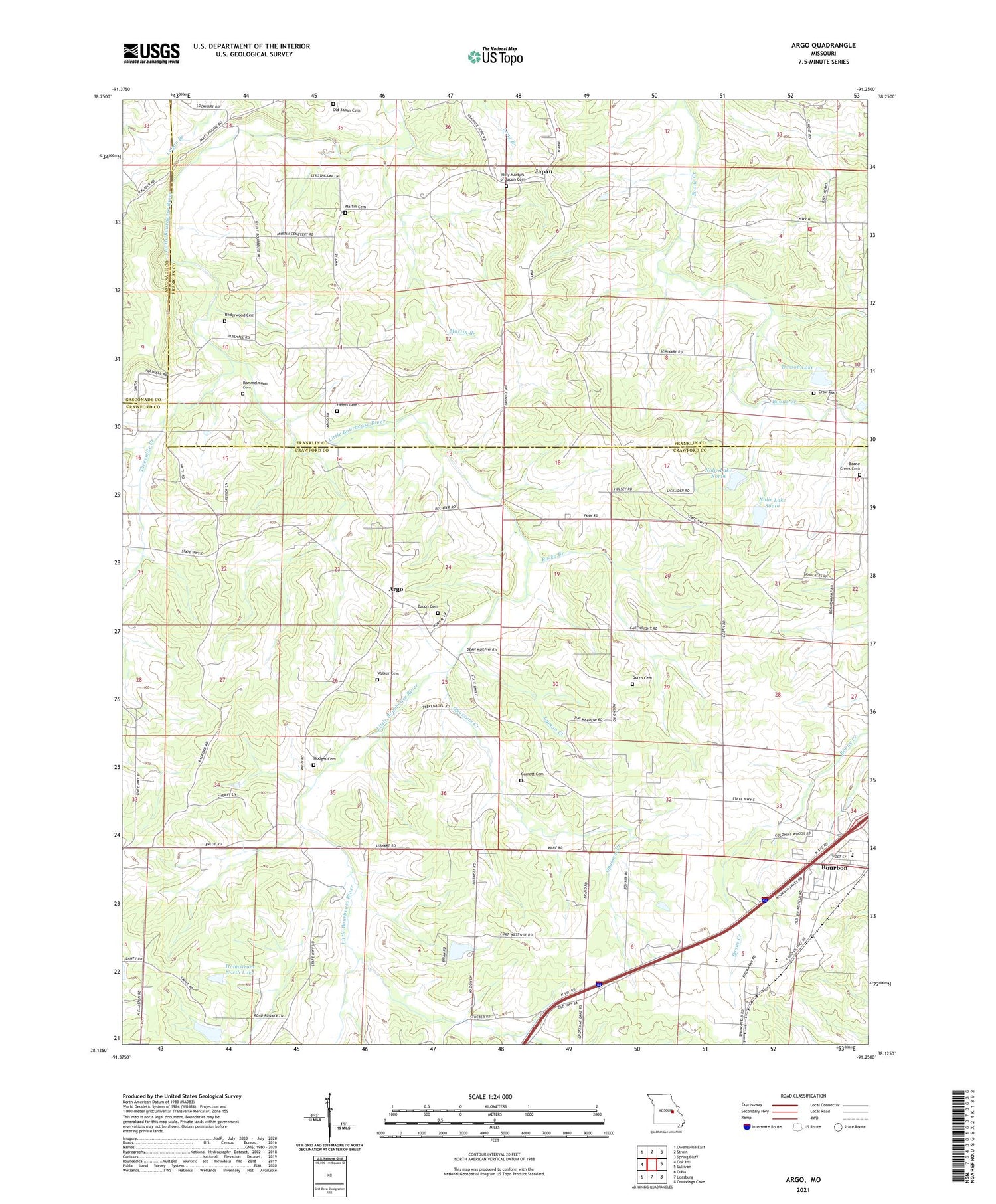 Argo Missouri US Topo Map Image