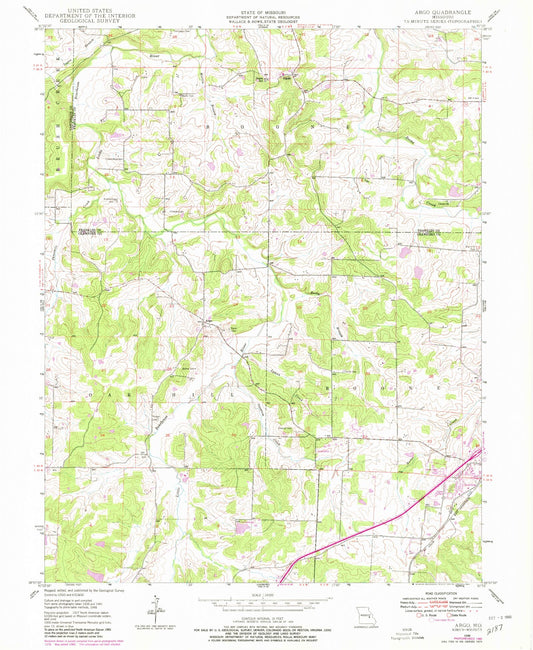 Classic USGS Argo Missouri 7.5'x7.5' Topo Map Image