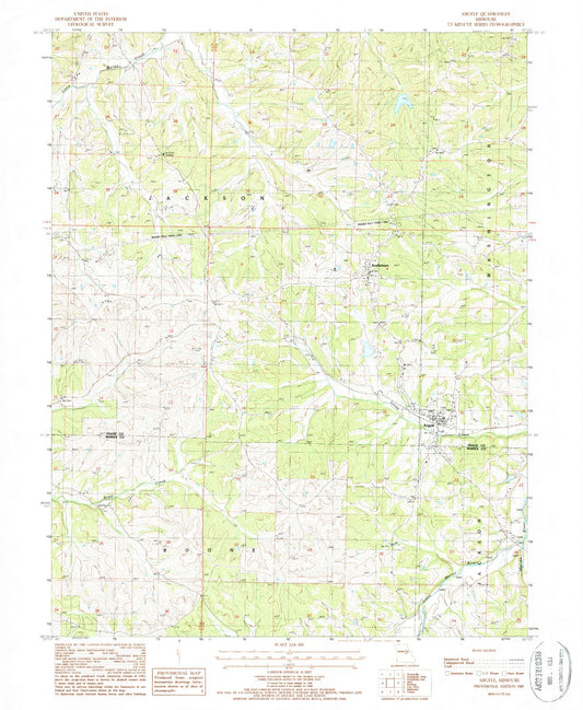 Classic USGS Argyle Missouri 7.5'x7.5' Topo Map Image