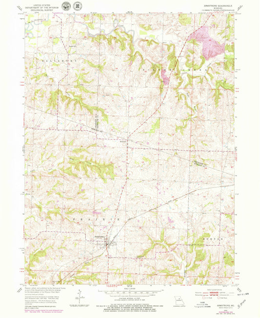 Classic USGS Armstrong Missouri 7.5'x7.5' Topo Map Image