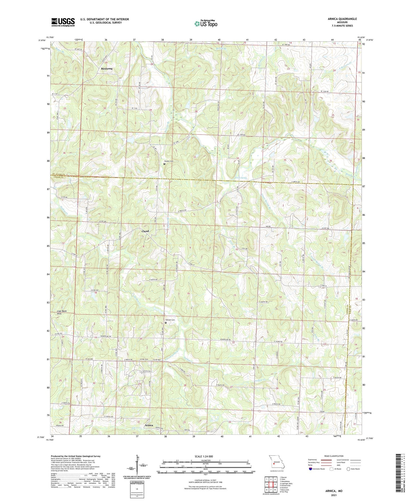 Arnica Missouri US Topo Map Image