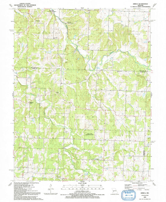 Classic USGS Arnica Missouri 7.5'x7.5' Topo Map Image