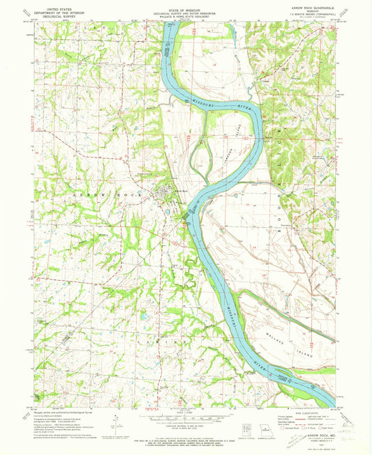 Classic USGS Arrow Rock Missouri 7.5'x7.5' Topo Map Image