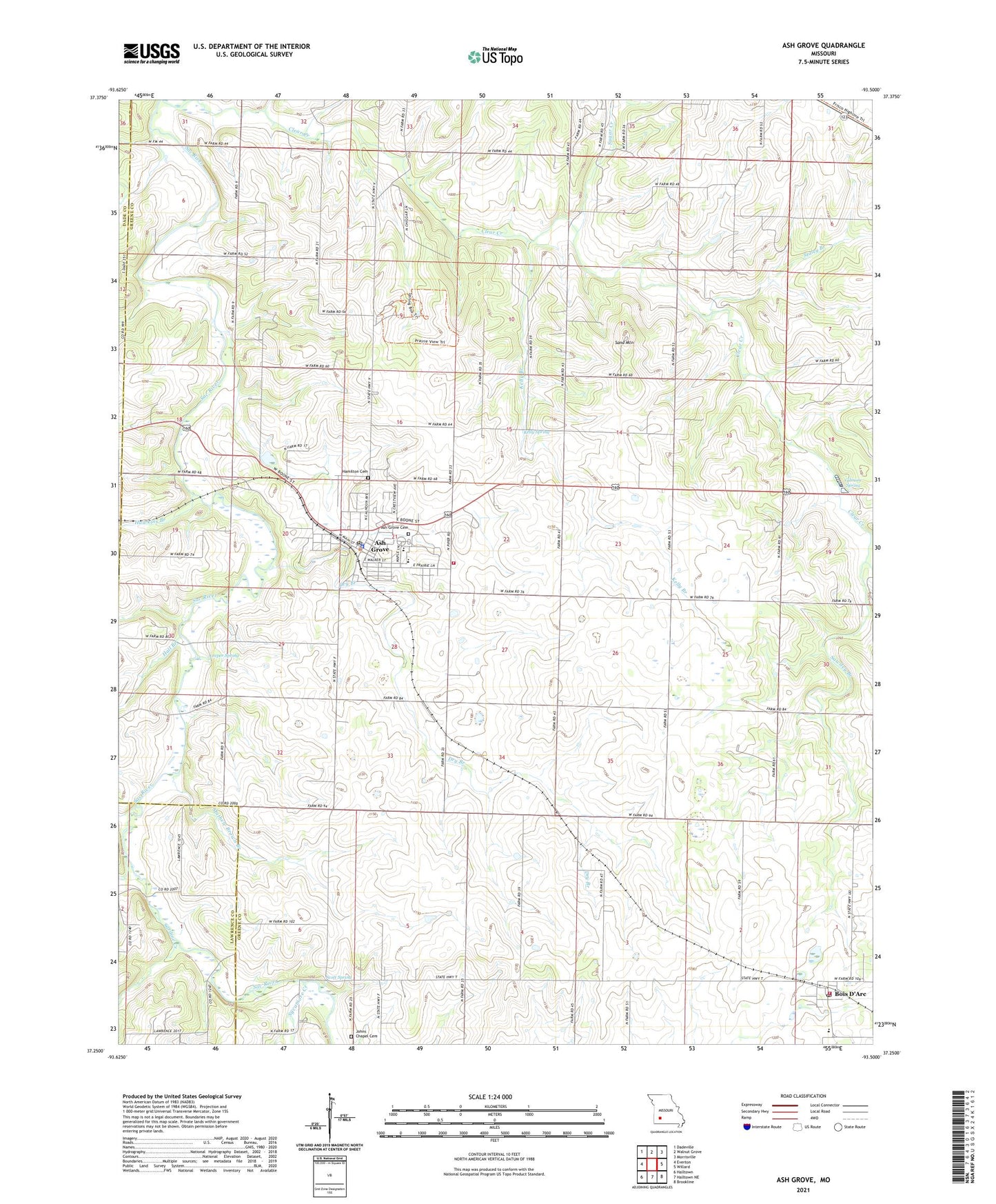 Ash Grove Missouri US Topo Map Image