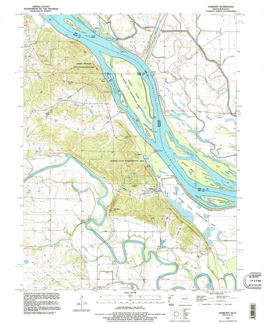 Classic USGS Ashburn Missouri 7.5'x7.5' Topo Map Image