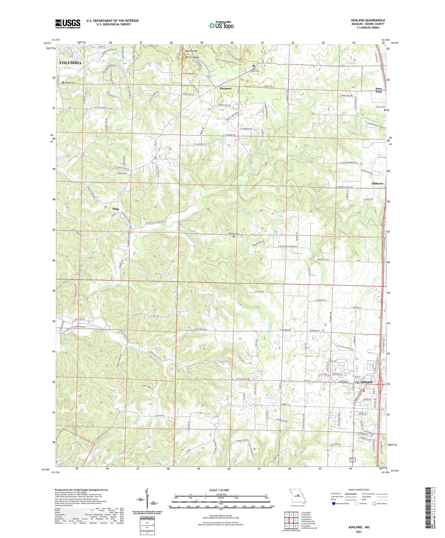 Ashland Missouri US Topo Map Image