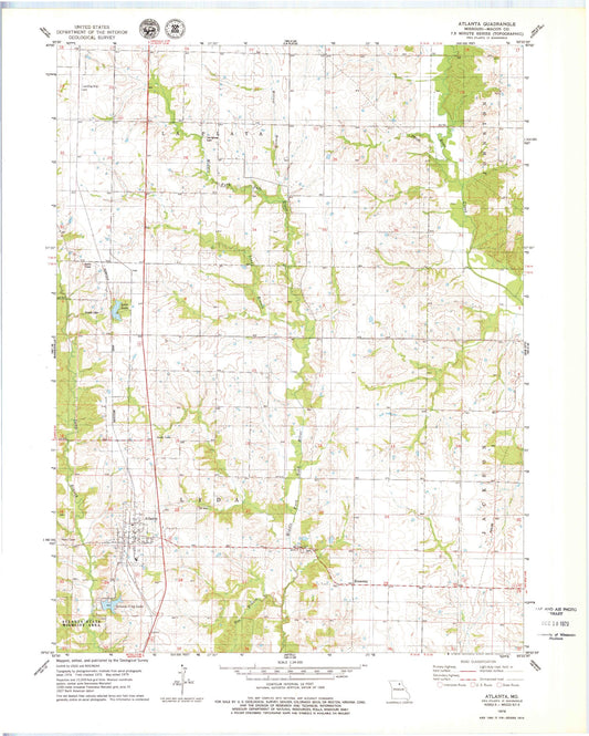 Classic USGS Atlanta Missouri 7.5'x7.5' Topo Map Image