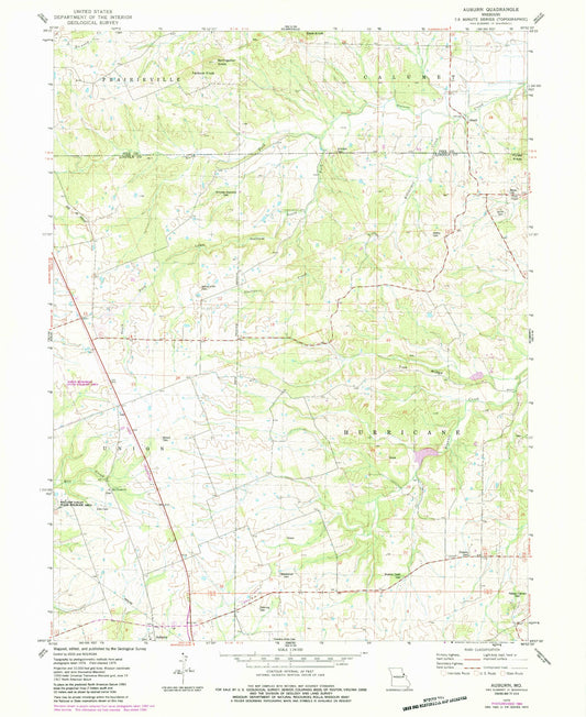 Classic USGS Auburn Missouri 7.5'x7.5' Topo Map Image